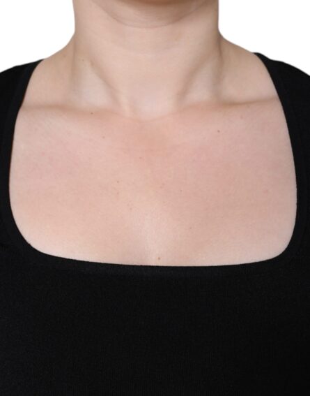 Black Long Sleeves Blouse Square Neck Top - Image 5