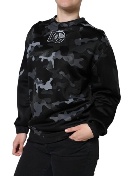 Black Camouflage Round Neck Sweatshirt Sweater - Image 3