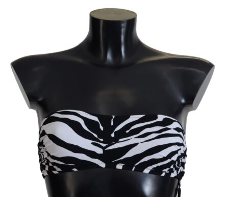 Black White Zebra Bandeau Swimwear Bikini Top - Image 5