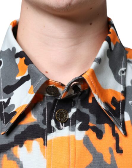 Multicolor Camouflage Cotton Denim Collared Jacket - Image 5