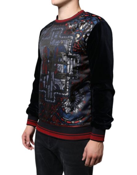 Multicolor Jacquard Crew Neck Sweatshirt Sweater - Image 3