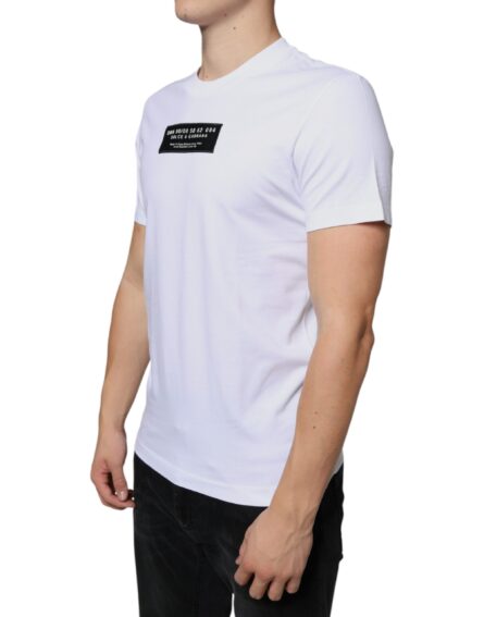 White Cotton DG Applique Casual T-shirt - Image 3