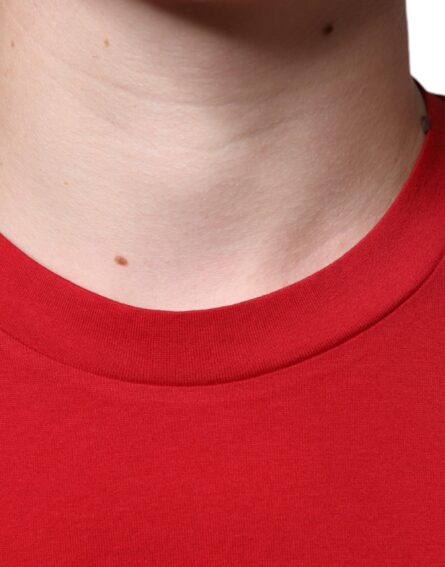 Red Cotton DG Logo Print Crew Neck T-shirt - Image 5