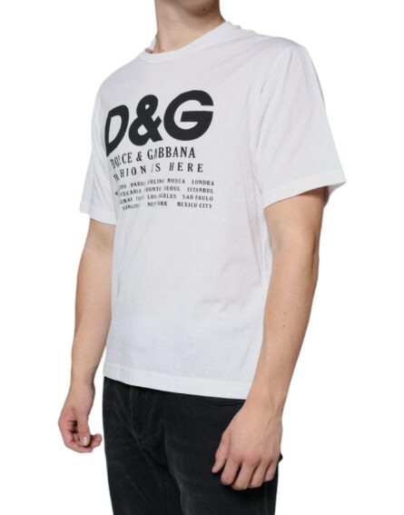 White Cotton DG Logo Print Casual T-shirt - Image 3