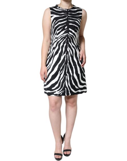 Black White Zebra A-line Sheath Mini Dress - Image 2
