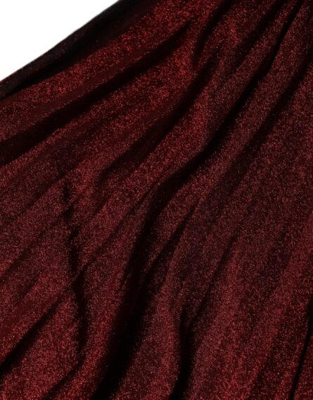Red One Shoulder Pleated A-line Mini Dress - Image 6