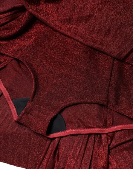 Red One Shoulder Pleated A-line Mini Dress - Image 8