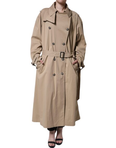 Khaki Double Breasted Trench Coat Jacket - Image 2