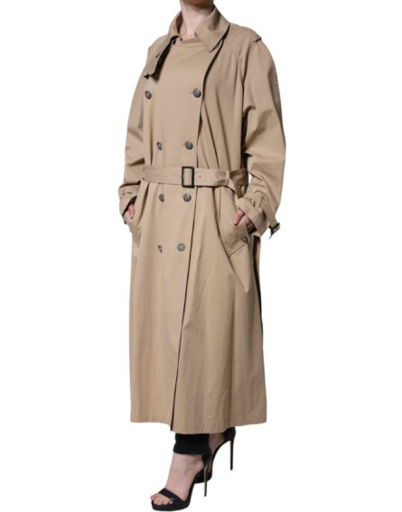 Khaki Double Breasted Trench Coat Jacket - Image 3