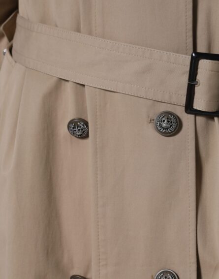 Khaki Double Breasted Trench Coat Jacket - Image 8