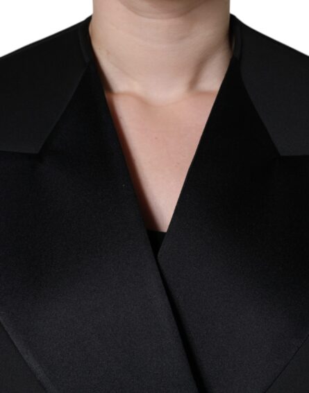 Black Polyester Double Breasted Coat Jacket - Image 5