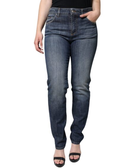 Dark Blue Cotton Stretch Skinny Denim Jeans - Image 2