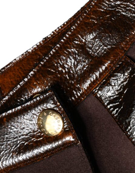 Brown Virgin Wool Mid Waist A-line Mini Skirt - Image 7