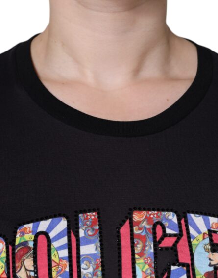 Black Cotton Logo Print Round Neck T-shirt - Image 5