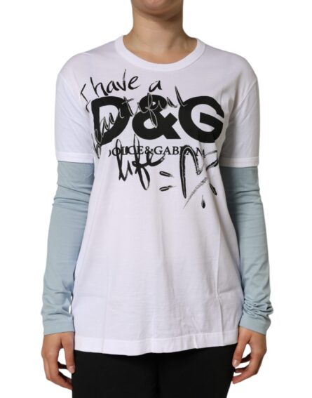White Cotton Logo Print Round Neck T-shirt - Image 2