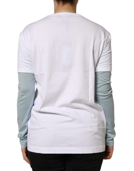 White Cotton Logo Print Round Neck T-shirt - Image 4
