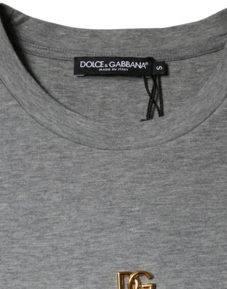 Gray Cotton Blend Embellished Tee T-shirt - Image 8