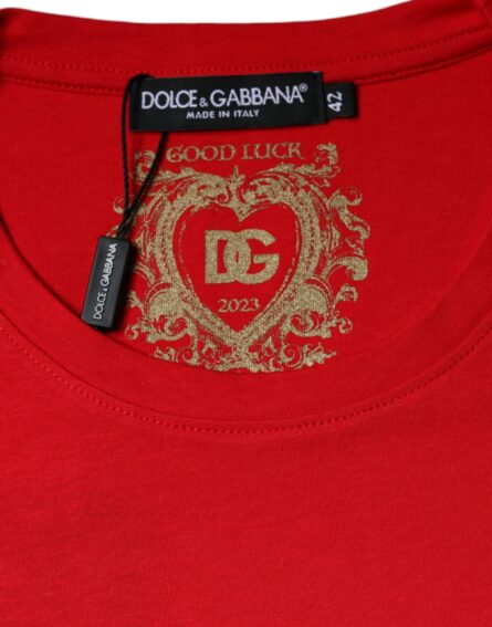 Red Cotton Crew Neck Short Sleeve Tee T-shirt - Image 6