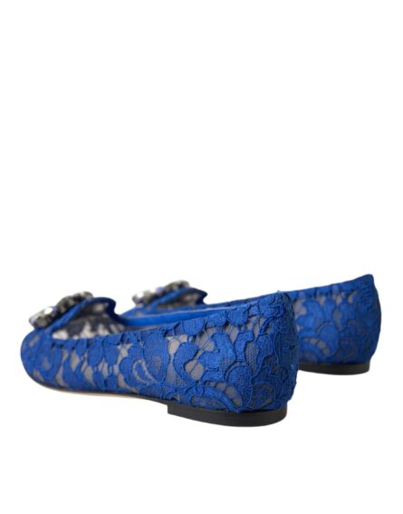 Blue Lace Crystal Ballet Flats Loafers Shoes - Image 3