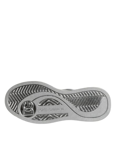 White Silver Leather Low Top Sneakers Shoes - Image 7