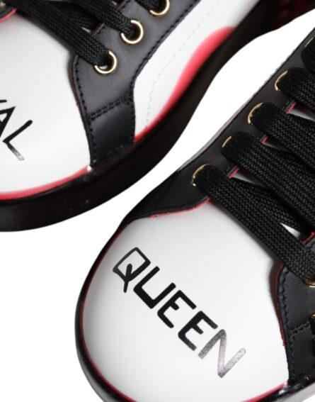 White Red Crystals Leather Portofino Sneakers Shoes - Image 5