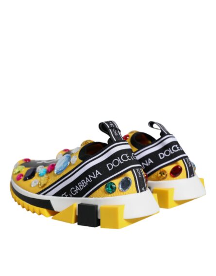 Yellow Sorrento Crystals Low Top Sneakers Shoes - Image 4