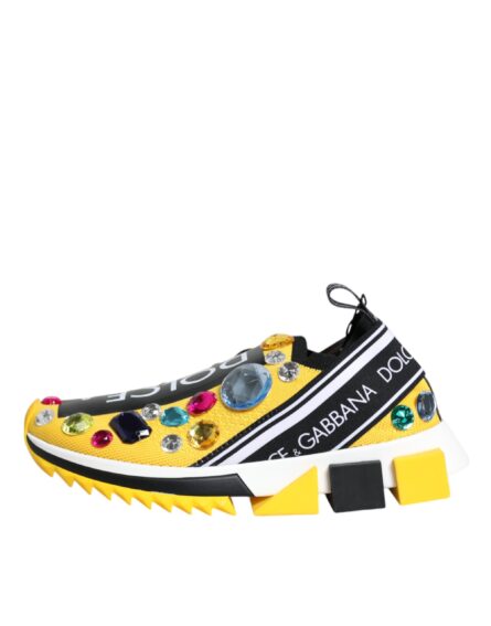 Yellow Sorrento Crystals Low Top Sneakers Shoes - Image 5