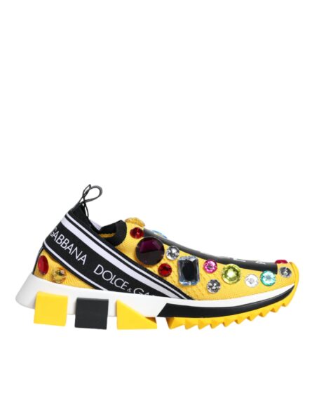 Yellow Sorrento Crystals Low Top Sneakers Shoes - Image 6