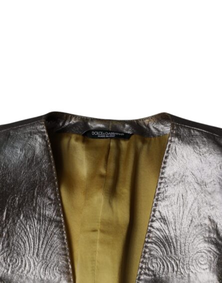 Gold Jacquard Single Breasted Dress Blazer - Image 7