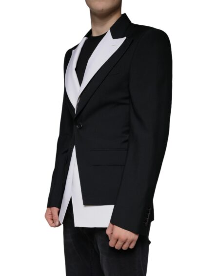 Black White Single Breasted Dress Blazer - Image 3