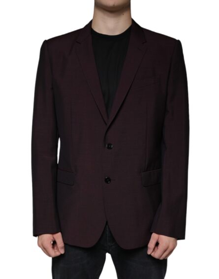 Bordeaux Wool Single Breasted Dress Blazer - Image 2