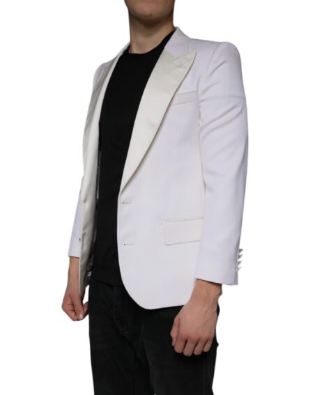 Off White Wool Single Breasted Dress Blazer - Image 3