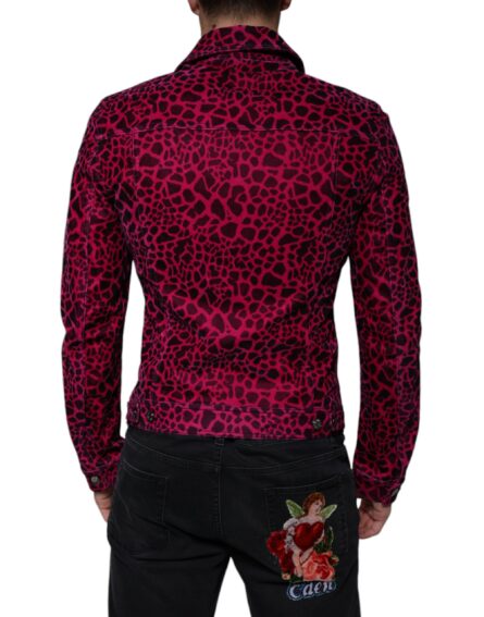 Fuchsia Leopard Button Down Collared Jacket - Image 4