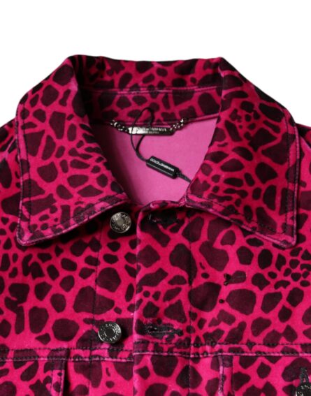 Fuchsia Leopard Button Down Collared Jacket - Image 7