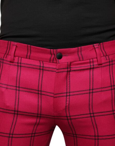 Pink Checkered Wool Skinny Pants - Image 5