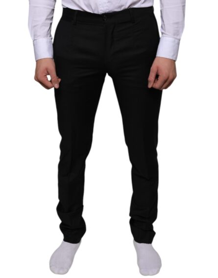 Black Wool Skinny Dress Formal Pants - Image 2