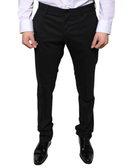 Black Wool Skinny Dress Formal Pants - Image 2