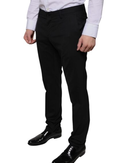 Black Wool Skinny Dress Formal Pants - Image 3