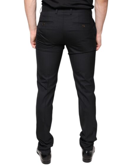 Black Wool Skinny Men Dress Pants - Image 4
