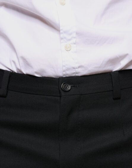 Black Wool Skinny Men Dress Pants - Image 5