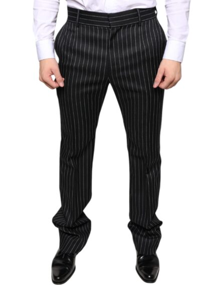 Black Stripes Skinny Men Dress Pants - Image 2