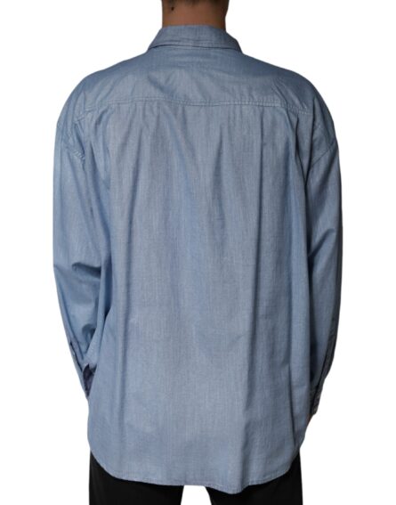 Light Blue Cotton Button Down Casual Shirt - Image 4