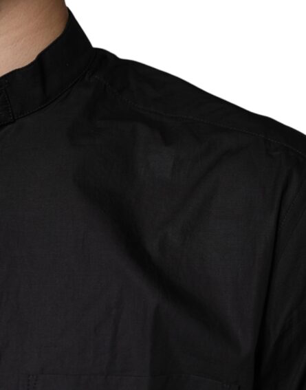 Black Cotton Button Down Men Casual Shirt - Image 6