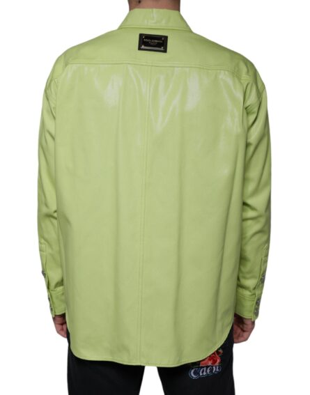 Green Cotton Collared Men Button Down Shirt - Image 4