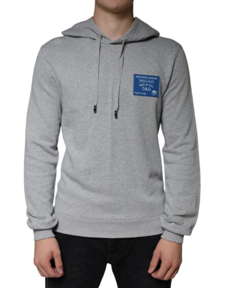 Gray Cotton Logo Hooded Sweatshirt Sweater - Image 2