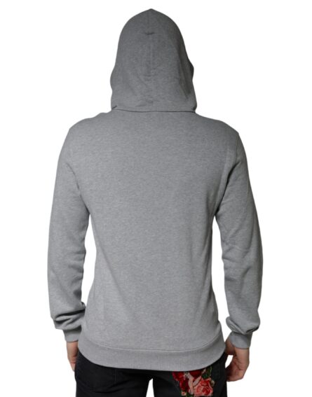Gray Cotton Logo Hooded Sweatshirt Sweater - Image 4