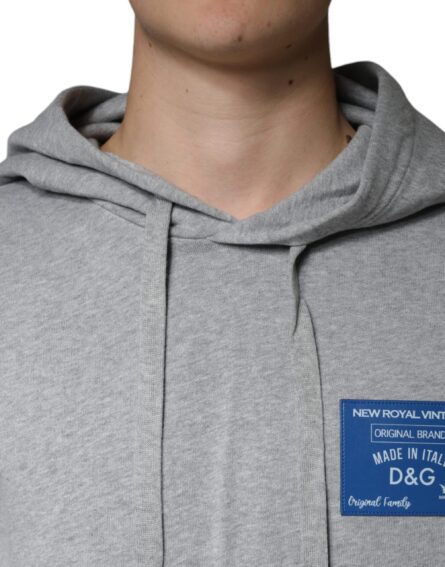 Gray Cotton Logo Hooded Sweatshirt Sweater - Image 5