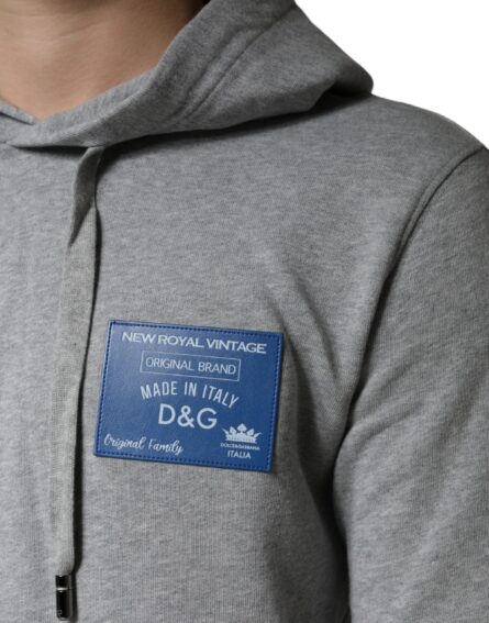 Gray Cotton Logo Hooded Sweatshirt Sweater - Image 6