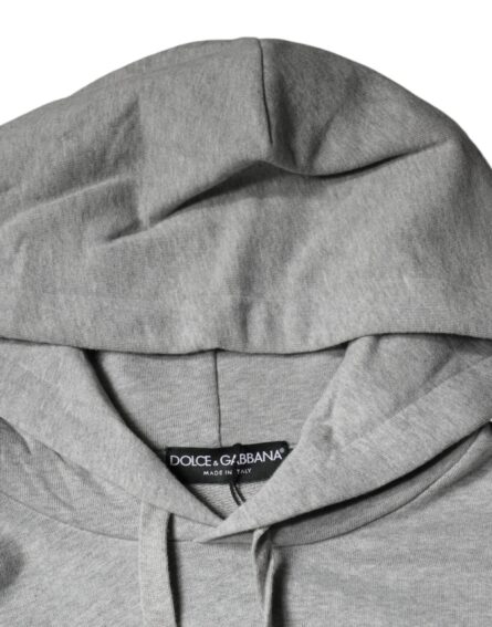 Gray Cotton Logo Hooded Sweatshirt Sweater - Image 7