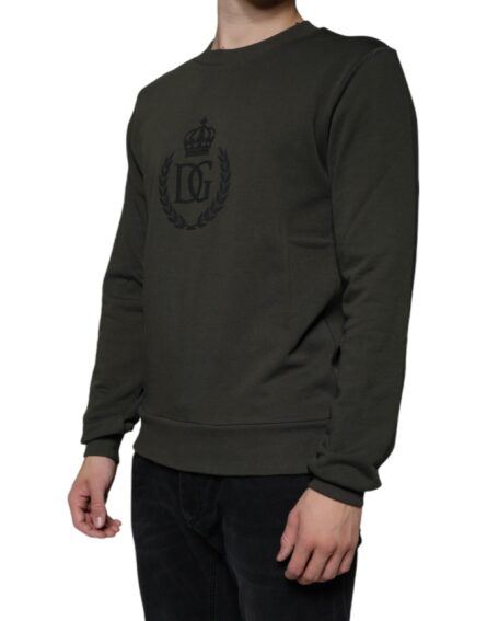 Army Green DG Crown Crew Neck Pullover Sweater - Image 3
